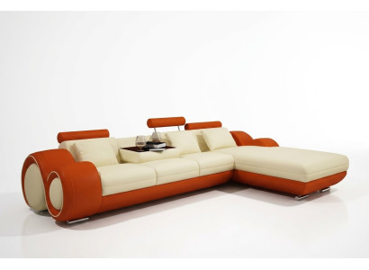 Canapé en cuir avec USB Paysage de vie Canapé d'angle Eck Suite Conception Canapé moderne A1163E