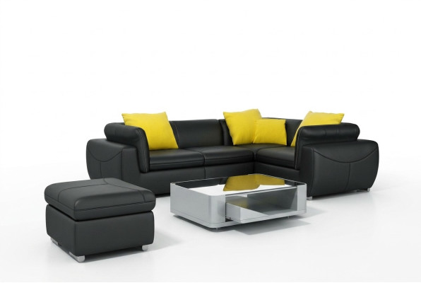 Canapé en cuir avec USB Salon en coin Suite d'angle Eck Design Canapé moderne F3014C