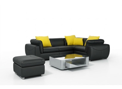 Canapé en cuir avec USB Salon en coin Suite d'angle Eck Design Canapé moderne F3014C