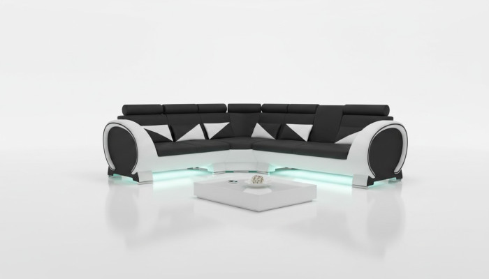 Canapé d'angle avec USB Canapé en cuir Ensemble en cuir Canapé d'angle Canapé design Canapé en cuir "VIGO"