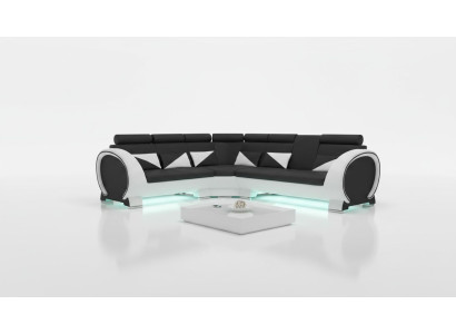 Canapé d'angle avec USB Canapé en cuir Ensemble en cuir Canapé d'angle Canapé design Canapé en cuir "VIGO"