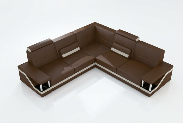 Canapé en cuir Canapé d'angle Canapé + USB Poster Suite d'angle Canapés Tissu Suite en cuir neuf