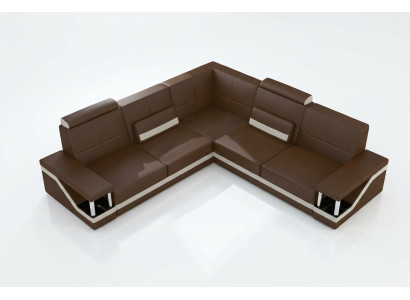 Canapé en cuir Canapé d'angle Canapé + USB Poster Suite d'angle Canapés Tissu Suite en cuir neuf