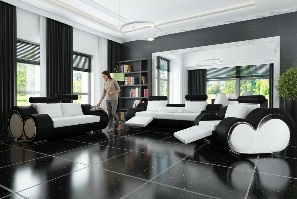 Ensemble de canapé + USB Rembourrage 3+2+1 Canapé Suite Designer Lounge Relax Ensembre de Rembourrage
