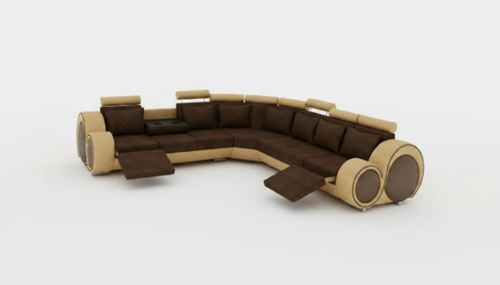 Canapé textile avec USB, coin de canapé DESIGNERSOFA, paysage vivant, ensemble de cuir ECK nouveau.