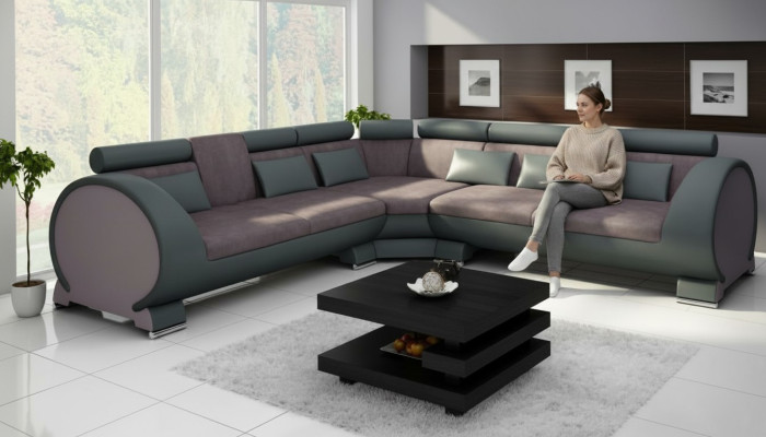 Canapé d'angle VIGO "LT01" Canapé d'angle + USB, Suite de canapé d'angle Canapé en cuir Tissu en cuir Textile.