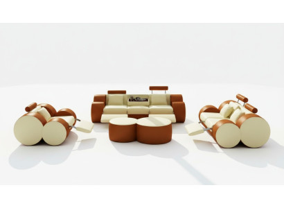 Canapé en cuir 3+2+1 avec USB Canapé Relax Ensemble de canapés Ensemble de canapés Ensemble rembourré