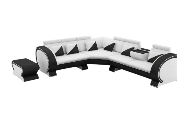 Canapé d'angle design Canapé de salon paysage de vie Canapé + USB Suite rembourrée Canapé de salon Salons Canapés