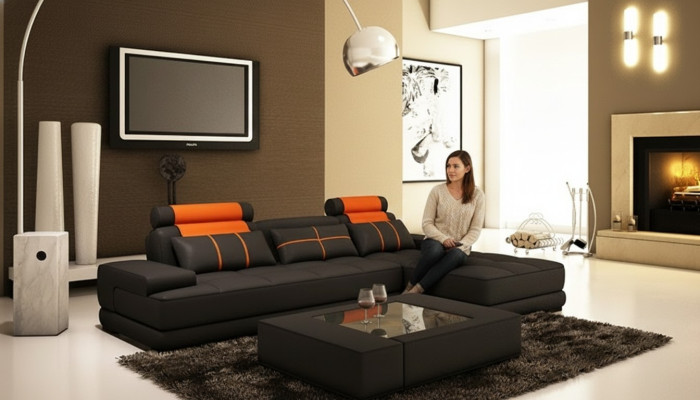 Canapé en cuir Canapé d'angle Canapé avec USB Rembourrage Canapé d'angle Sofas design Canapés neufs Paris S/O