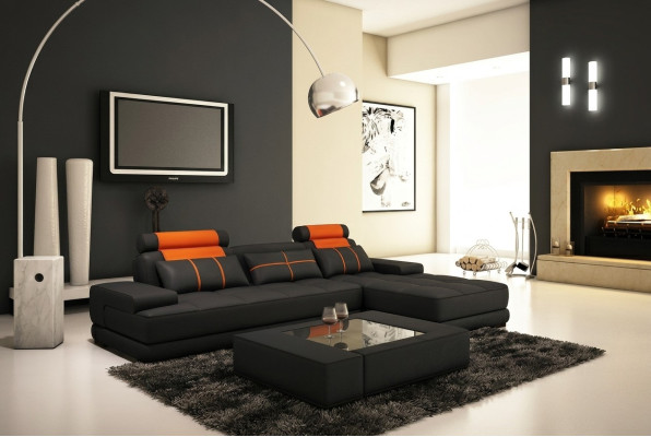 Canapé en cuir Canapé d'angle Canapé avec USB Rembourrage Canapé d'angle Sofas design Canapés neufs Paris S/O