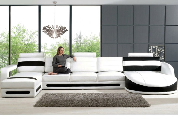 Paysage vivant Sofa avec USB Canapé d'angle Canapé d'angle Ensemble de garniture Canapés d'angle XXL