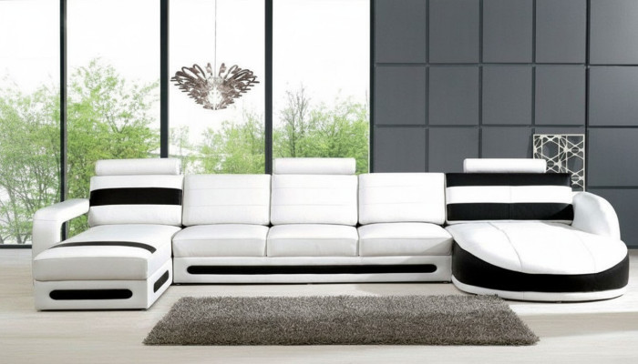 Paysage vivant Sofa avec USB Canapé d'angle Canapé d'angle Ensemble de garniture Canapés d'angle XXL