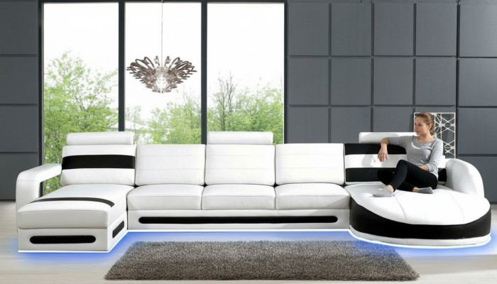 Paysage de vie Canapé Canapé d'angle Suite rembourrée Eck Canapés d'angle Canapé d'angle XXL avec USB