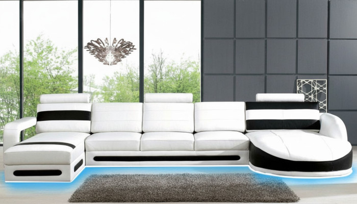Paysage de vie Canapé Canapé d'angle Suite rembourrée Eck Canapés d'angle Canapé d'angle XXL avec USB