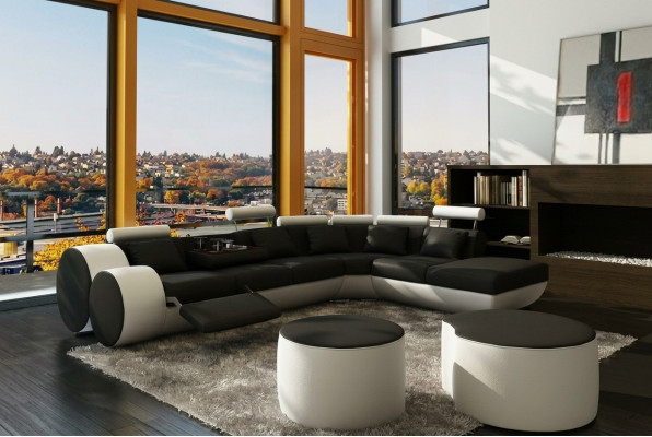 Canapé en cuir canapé canapé en cuir USB suite XXL salon paysage canapé d'angle sur mesure