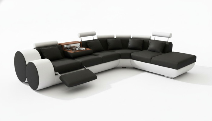 Canapé en cuir canapé canapé en cuir USB suite XXL salon paysage canapé d'angle sur mesure