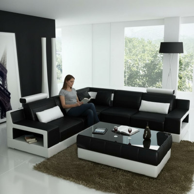 CANAPÉ EN CUIR CANAPÉ USB Fonction lit Suite Salon Paysage Tapisserie Sur mesure
