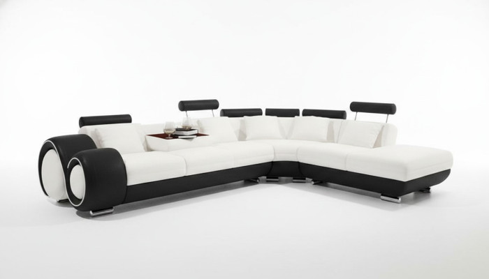 CANAPÉ EN CUIR CANAPÉ EN CUIR Suite USB SOFA Paysage vivant Noir / Blanc Fait sur mesure
