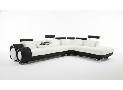 CANAPÉ EN CUIR CANAPÉ EN CUIR Suite USB SOFA Paysage vivant Noir / Blanc Fait sur mesure