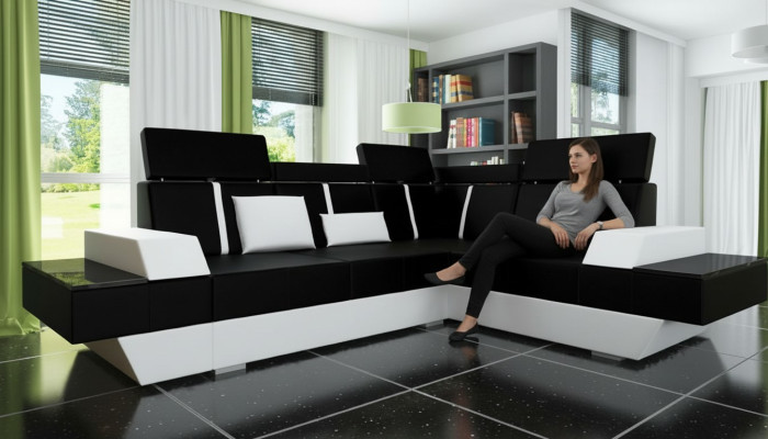Canapé d'angle en cuir sur mesure USB Living Paysage Canapé Rembourrage Canapé D'angle Canapé d'angle Canapé