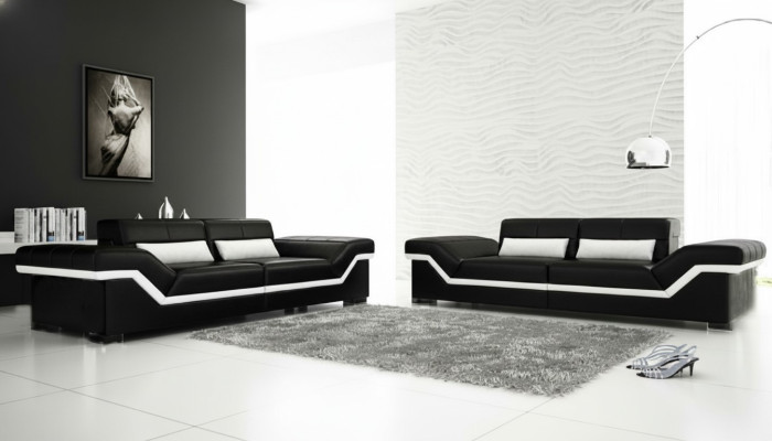 CANAPÉ EN CUIR SOFA 3+3 SOFA + USB Suite en cuir Suite SOFAGARITUR sur mesure
