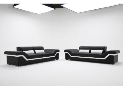 CANAPÉ EN CUIR SOFA 3+3 SOFA + USB Suite en cuir Suite SOFAGARITUR sur mesure