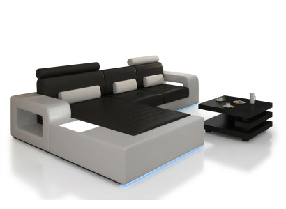 Canapé d'angle en cuir avec USB, Suite de canapé en cuir sur mesure, Canapé d'angle SUITE en cuir
