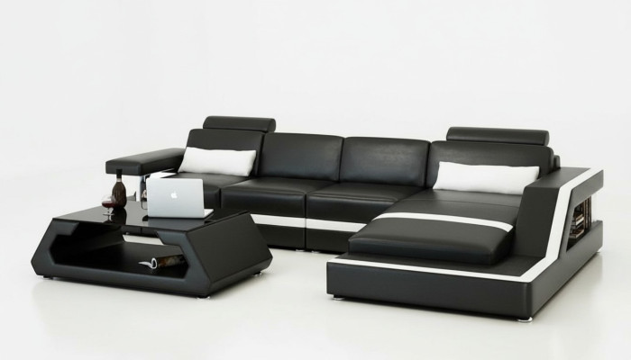 CANAPÉ CUIR XXL Suite de paysage vivant Canapé d'angle en cuir USB sur mesure HH4