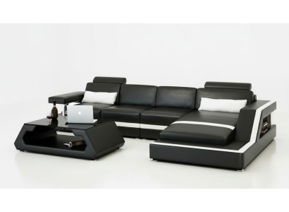 CANAPÉ CUIR XXL Suite de paysage vivant Canapé d'angle en cuir USB sur mesure HH4