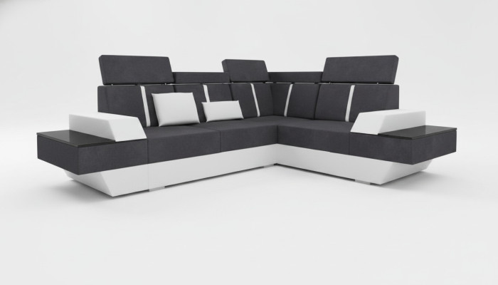 Canapé d'angle design + USB Canapé panorama Canapé d'angle Tissu Cuir Sur mesure Neuf