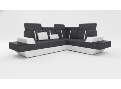 Canapé d'angle design + USB Canapé panorama Canapé d'angle Tissu Cuir Sur mesure Neuf