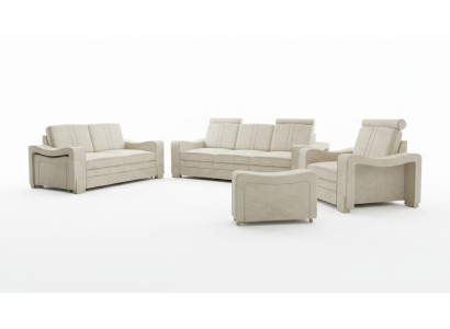 Ensemble de canapés en textile avec revêtement en tissu et USB, canapé 3+2+1, paysage de vie.
