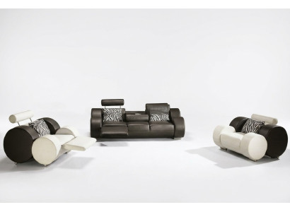 CANAPÉ EN CUIR avec USB Ensemble de canapés en cuir 3+2+1 places ENSEMBLE DE TISSUS CANAPÉ DESIGNER nouveau
