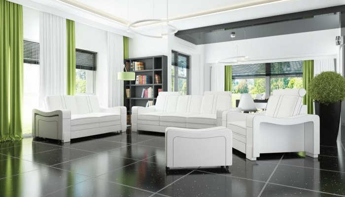 CANAPÉ EN CUIR 3+2+1 CANAPÉ + Suite USB ENSEMBLE DE REVÊTEMENT DE SOFA CANAPÉ DESIGN Ensemble de canapés NEUF