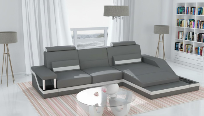Canapé d'angle en cuir tissu tissu USB nouveau sur mesure