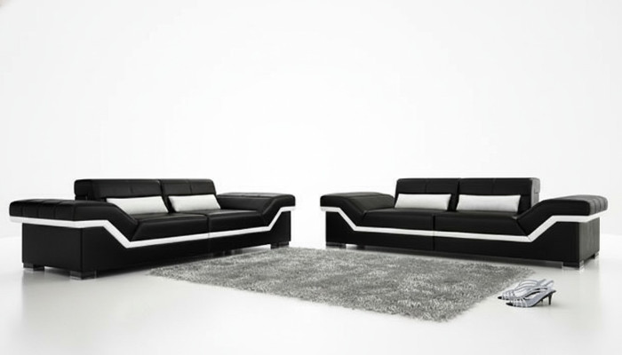 Canapé en cuir Canapé USB Canapé sur mesure 3+3 places Canapé design Suite en cuir