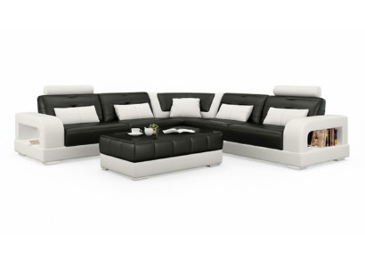 CANAPÉ EN CUIR avec USB, Canapé d'angle "H2209" Ensemble de canapés CANAPÉ DESIGN sur mesure.