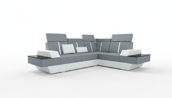 Canapé en cuir design USB Living paysage Canapé d'angle Canapé d'angle sur mesure