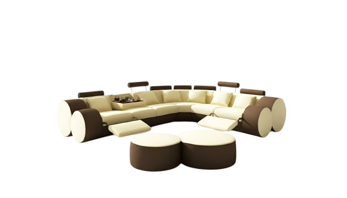 Canapé en cuir design avec canapé en cuir USB Canapé d'angle Paysage de vie personnalisé