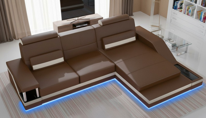 Canapé d'angle paysage vivant Canapé +USB Suite d'angle Cuir Textile Tissu Sur mesure