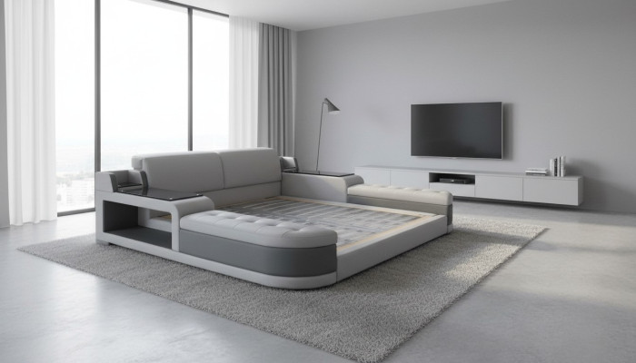 Conception de lit de luxe + Rembourrage USB Hôtel Lits modernes en cuir 140/160/180/200