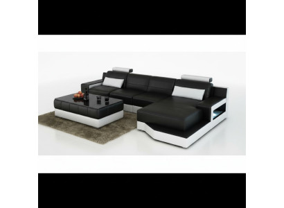CANAPÉ EN CUIR Canapé d'angle avec canapé USB SOFA Canapé-ensemble Suite Fonction lit Paysage de vie nouveau