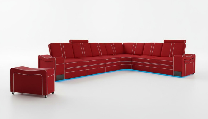 CANAPÉ EN CUIR XXL Ensemble de salon Suite Canapé d'angle en cuir Suite avec USB Rembourrage