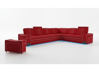 CANAPÉ EN CUIR XXL Ensemble de salon Suite Canapé d'angle en cuir Suite avec USB Rembourrage