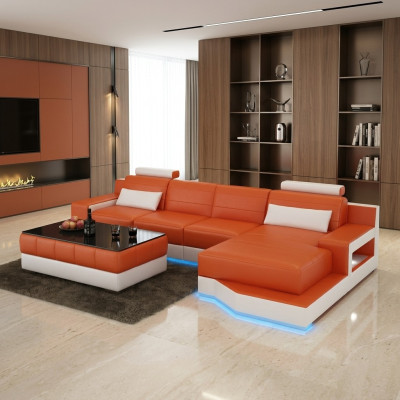 Canapé en cuir avec fonction lit et port USB pour le salon, nouveau canapé sur mesure.