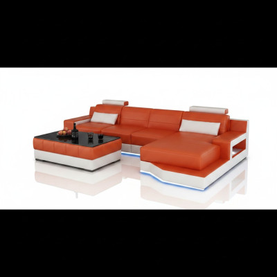 Canapé en cuir avec fonction lit et port USB pour le salon, nouveau canapé sur mesure.