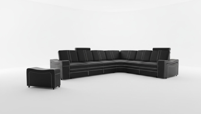 Canapé d'angle en cuir sur mesure Suite USB, SOFA XXL en cuir, nouveau paysage vivant