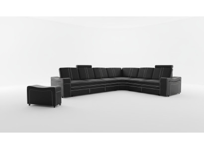 Canapé d'angle en cuir sur mesure Suite USB, SOFA XXL en cuir, nouveau paysage vivant