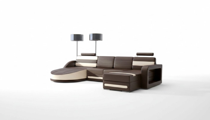 Paysage vivant CANAPÉ CUIR XXL Canapé d'angle + Suite USB Canapé d'angle sur mesure
