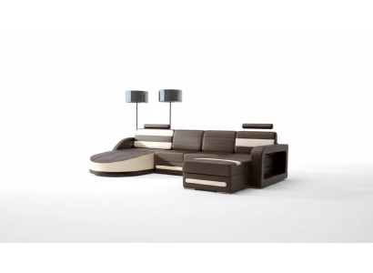 Paysage vivant CANAPÉ CUIR XXL Canapé d'angle + Suite USB Canapé d'angle sur mesure